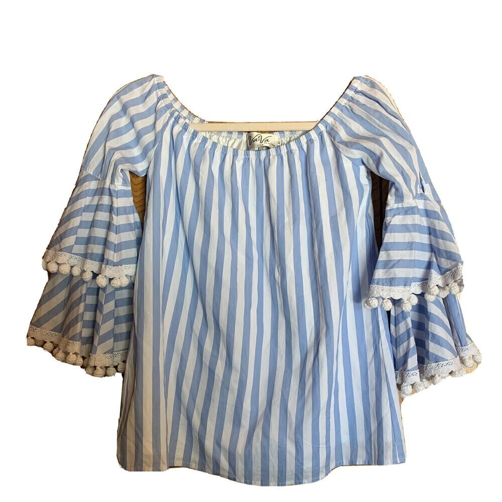 Vava By Joy Han Womens Size XS Multicolor Stripe Off The Shoulder Blouse Top